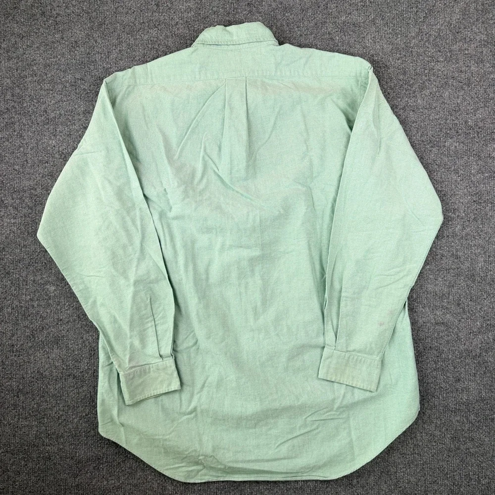 Vintage Polo Ralph Lauren Oxford Shirt Mens M Mint Green Long Sleeve Flesh Pony